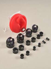 1對時尚耳擴適合女士日常裝飾 - 黑色 - 查看 2