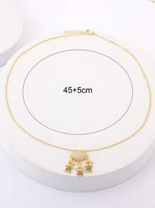 1pc Fashion Cubic Zirconia Decor Figure Pendant Necklace For Women For Daily Decoration - Yellow Gold - View 6