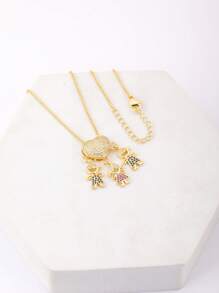 1pc Fashion Cubic Zirconia Decor Figure Pendant Necklace For Women For Daily Decoration - Yellow Gold - View 7