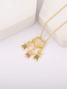 1pc Fashion Cubic Zirconia Decor Figure Pendant Necklace For Women For Daily Decoration - Yellow Gold - View 8