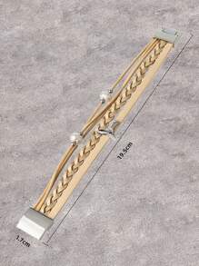 1入組波西米亞鋅合金魚尾和人造珍珠裝飾磁性分層手鏈適合女士日常裝飾 - 卡其色 - 查看 3