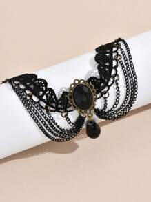 1 vòng chân trang trí hình giọt nước kiểu Gothic cho phụ nữ đi nghỉ - màu đen - Xem 2