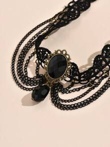 1 vòng chân trang trí hình giọt nước kiểu Gothic cho phụ nữ đi nghỉ - màu đen - Xem 4