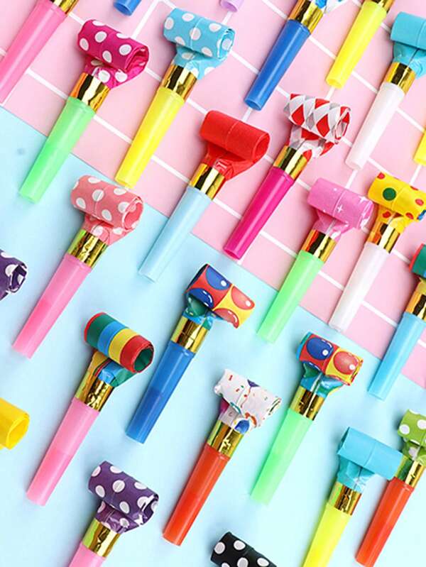 10pcs Random Polka Dot Pattern Party Whistle