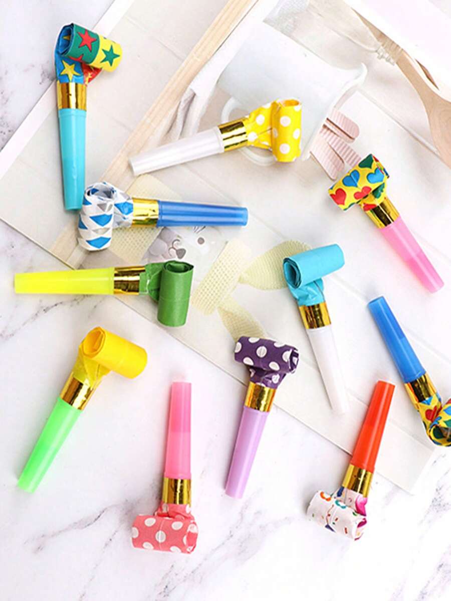 30 Chiếc Ngẫu Nhiên Họa Tiết Chấm Bi Đảng Còi, Họa Tiết Hình Học Hiện Đại Nhựa Bộ Thổi Ồn Cho Đảng, Ngày Lễ - Nhiều màu - Xem 1