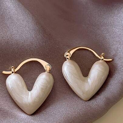 Andkiss 1 đôi bông tai hình trái tim trang trí thời trang cho phụ nữ để trang trí hàng ngày