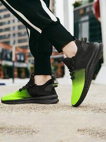 Men's Knitted Breathable Lightweight Slip-On Casual Shoes For Travel And Running - Green - View 6