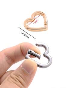 5 Pcs Metal Heart Shape Spring Clasps Openable Carabiner Keychain Bag Hook Dog Chain Buckles Accessories - Gold - View 3