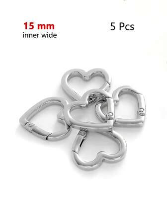 5 Pcs Metal Heart Shape Spring Clasps Openable Carabiner Keychain Bag Hook Dog Chain Buckles Accessories