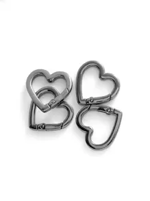 5 Pcs Metal Heart Shape Spring Clasps Openable Carabiner Keychain Bag Hook Dog Chain Buckles Accessories - Black - View 2