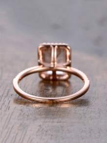 方晶鋯石方形裝飾戒指 - 玫瑰金 - 查看 4