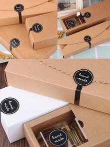 200入組字母圖案禮物貼紙 - 黑與白 - 查看 4