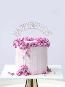 1 pieza Decoración de pastel con diseño de diamante de imitación de cumpleaños - Blanco - Ver 2