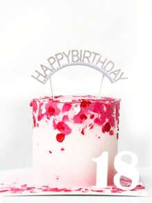 1 pieza Decoración de pastel con diseño de diamante de imitación de cumpleaños - Blanco - Ver 4