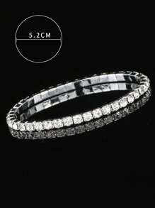 Rhinestone Decor Bracelet - Silver - View 3