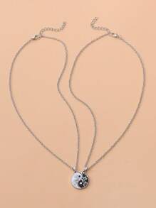 2入組/套情侶太極墜飾項鍊 - 黑與白 - 查看 2