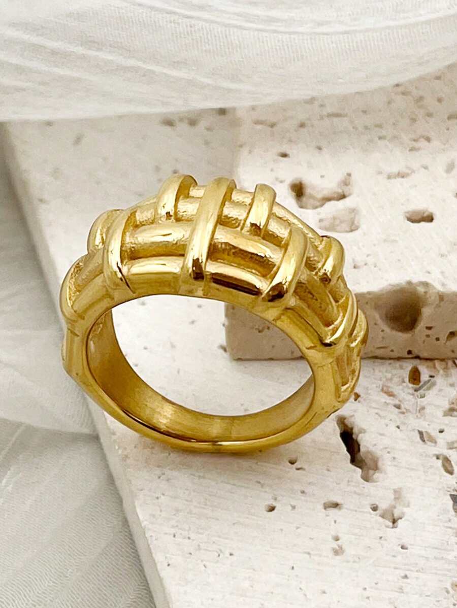 Textured Metal Ring - Yellow Gold - View 1