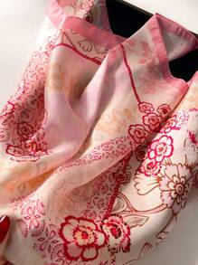 1pc Women's Fashionable And Fresh Pink Printed Polyester Scarf Square Scarf Elegant Bandana,Hair Band,Head Band Ideal For Dressing Up Your Look Valentine's Day Valentines