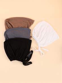 4 piezas Mujeres envoltura de cabeza casual sólida para la vida diaria, gorro de pelo/turbante