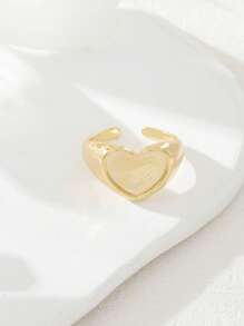 1 Pieza Anillo único con superficie pulida en forma de corazón abierto, adecuado para hombres y mujeres, para regalar en San Valentín, Día de la Madre o cualquier ocasión