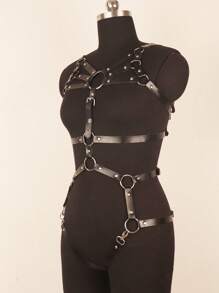 環鏈戲服連體衣 - 黑色 - 查看 3