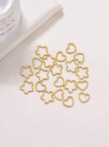 20入組女士心和星形設計時尚電話線髮圈適用於頭髮裝飾用品 - 金色 - 查看 2