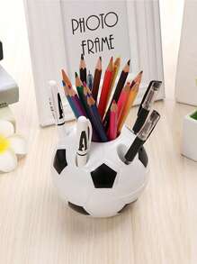 1pc Soccer Shaped Pen Holder - Black and White - View 2