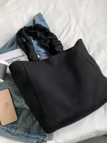 Lightweight,Portable Large Capacity Tote Bag Solid Color Ruched Handle School Bag For Teenager College Students For Teen Girls Women College Students,White-Collar Workers Perfect For School,College,Work,Business,Commute,Back To School,School Bag,Large Capacity,Portable,For Teen Girls Women College Students,Perfect For Office,College,Elementary School,Middle School,High School,Work,Business,Commute,Shopping,Holiday,Beach, Japanese Bag, School Supplies, School Handbag, School Tote Bag, School Bookbag, Back To School Bags, Waterproof, Foldable, Classic Casual, Suitable For Teen Girls Women College Students, Teacher, Perfect For Back To School, First Day Of School, Street & Japanese Bag For Women