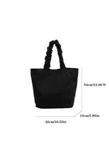 Lightweight,Portable Large Capacity Tote Bag Solid Color Ruched Handle School Bag For Teenager College Students For Teen Girls Women College Students,White-Collar Workers Perfect For School,College,Work,Business,Commute,Back To School,School Bag,Large Capacity,Portable,For Teen Girls Women College Students,Perfect For Office,College,Elementary School,Middle School,High School,Work,Business,Commute,Shopping,Holiday,Beach, Japanese Bag, School Supplies, School Handbag, School Tote Bag, School Bookbag, Back To School Bags, Waterproof, Foldable, Classic Casual, Suitable For Teen Girls Women College Students, Teacher, Perfect For Back To School, First Day Of School, Street & Japanese Bag For Women