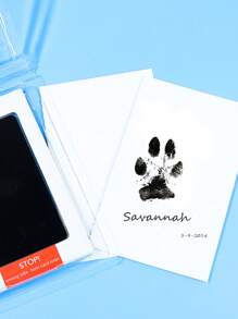 1 pieza Lápida conmemorativa para mascotas, sello y tinta para mascotas, suministros para mascotas - Negro - Ver 5