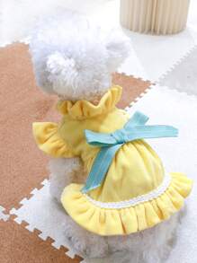 1pc Bow Decor Pet Dress - Yellow - View 1