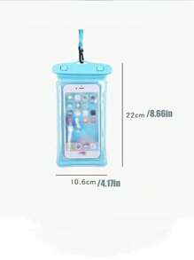1pc Clear Phone Storage Bag, Modern PC Waterproof Phone Storage Bag For Swimming - Blue - View 2