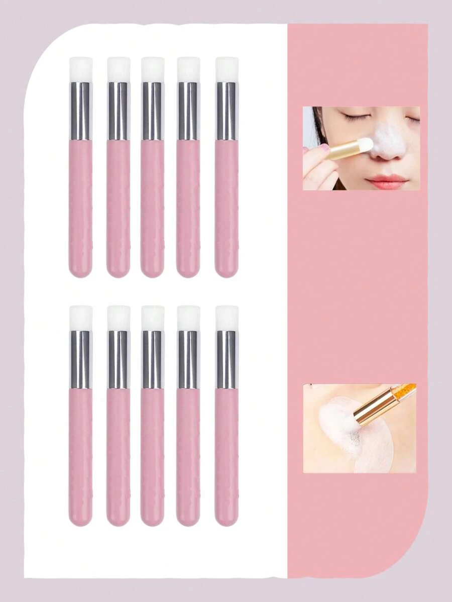 潔面刷，10支睫毛清潔鼻刷，去黑頭鼻部清潔刷，慕斯粉刺微米軟毛刷，睫毛延長黑頭刷清洗刷睫毛清潔劑 - 粉色 - 查看 1