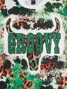 SHEIN LUNE Áo thun nữ Lá thư Thú vật Giải trí - Nhiều màu - Xem 5