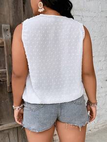 Calvaya Áo sơ mi Plus Size Trọn gói màu trơn Giải trí - trắng - Xem 2