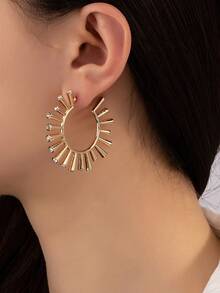 2入組水鑽裝飾開口耳環 - 金色 - 查看 1