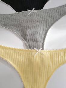 Quần lót nữ Nơ Bướm Tương phản ren Tương phản ràng buộc màu trơn - Nhiều màu - Xem 5