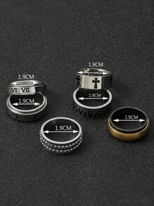 6 Cái/bộ Thời Trang Chữ Số La Mã Thiết Kế Chữ Thập Bằng Thép Không Gỉ Trang Sức Nam - Nhiều màu - Xem 3