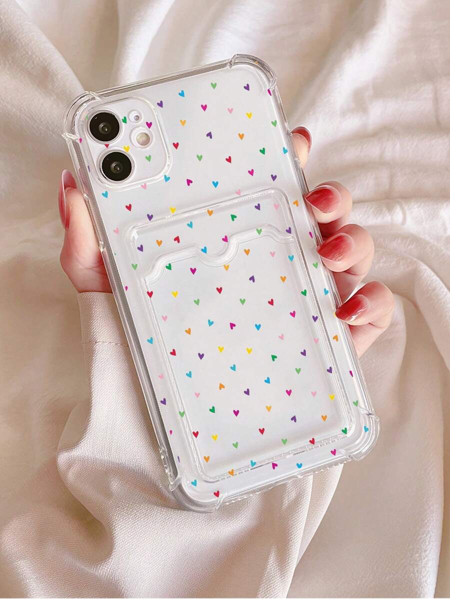 Funda de teléfono con ranura para tarjeta y diseño de corazón, compatible con iPhone 15/15 Plus/15 Pro/15 Pro Max, versión internacional a prueba de agua, a prueba de golpes, resistente a caídas y arañazos, no la versión nacional - Multicolor - Ver 1