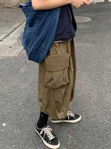 Manfinity EMRG Hombres Pantalones cargo con bolsillo lateral con solapa - Caqui - Ver 7