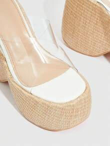 Dép nữ có dây đeo chéo Wedge Slide, Dép PVC đi nghỉ - Màu be - Xem 5