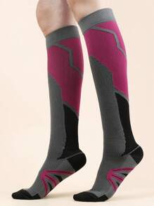 Color Block Over The Calf Socks