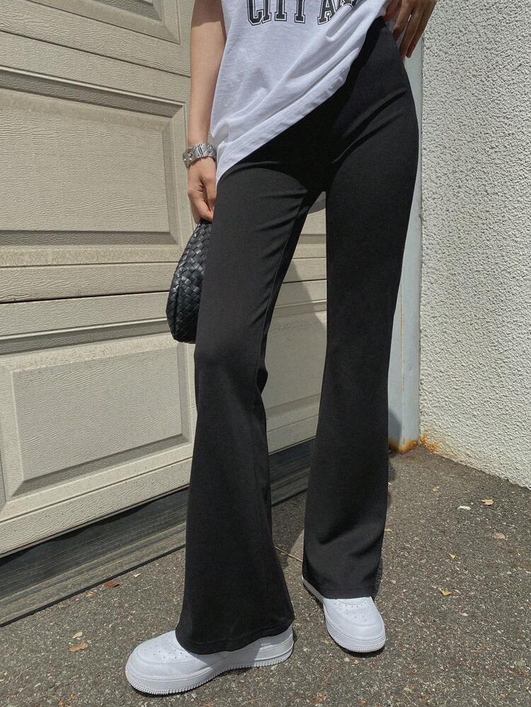 Solid Flare Leg Pants