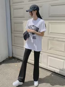 DAZY 實色扇形褲 - 黑色 - 查看 4