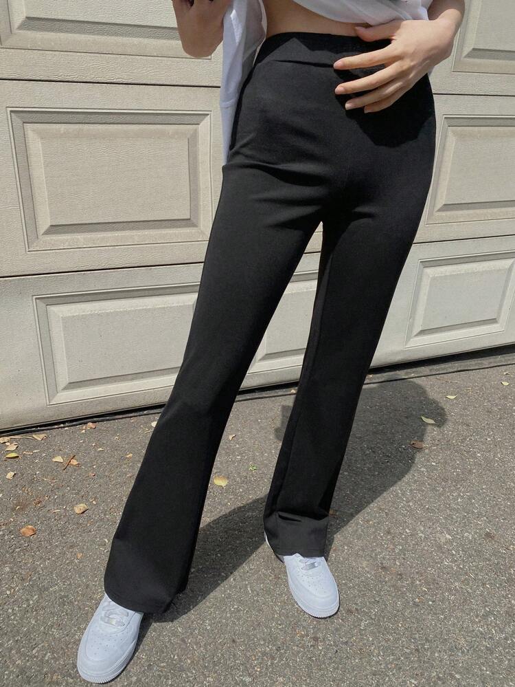 Solid Flare Leg Pants