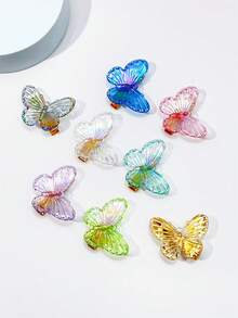 8pcs Sweet & Lovely Gradient Color Butterfly Mini Hair Clips Creative Hair Accessories - Multicolor - View 2