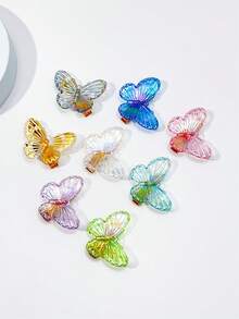 8pcs Sweet & Lovely Gradient Color Butterfly Mini Hair Clips Creative Hair Accessories - Multicolor - View 3