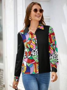 SHEIN Clasi Nút in hình học phía trước áo sơ mi - Nhiều màu - Xem 6