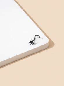1pc Stylish And Personalized Stainless Steel Spider-Shaped Nose Stud For Women, Piercing Jewelry For Party Copper Jewelry Goth Punk Jewelry - Black - View 5
