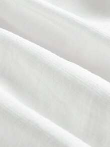 SHEIN MOD Đầm Plus Size Ren lên Viên lá sen phân lớp Thùa khuyết Dải chun màu trơn Boho - trắng - Xem 3